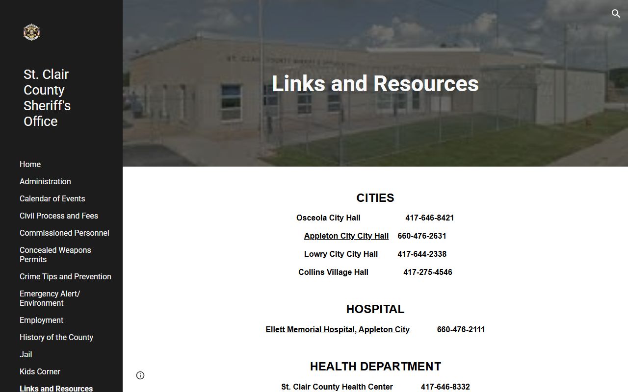 St. Clair County arrest records sheriff links to Case.net and VINE
