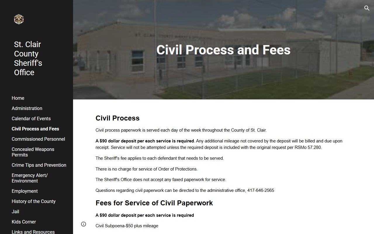 St. Clair County arrest records sheriff report request fees