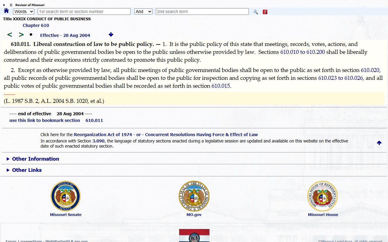 St. Clair County court records Missouri Sunshine Law source