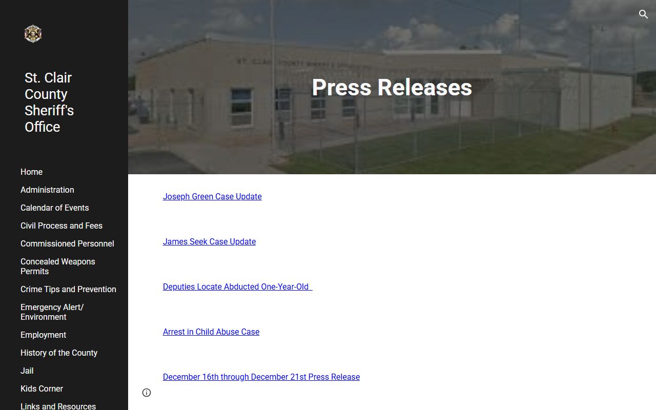 St. Clair County criminal court records sheriff press releases