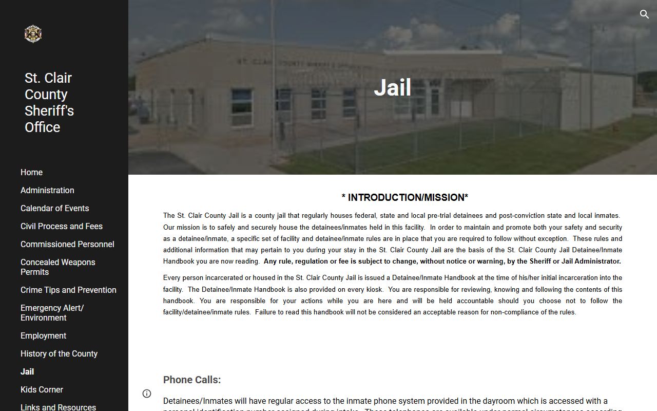 St. Clair County inmate records jail page