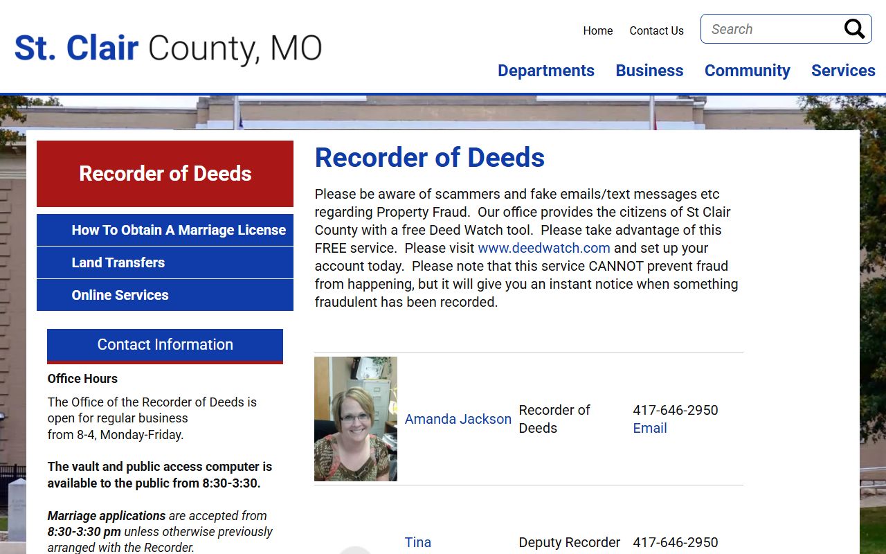 St. Clair County marriage records Recorder of Deeds page